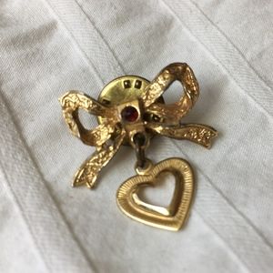 Vintage Bow with Heart Pin